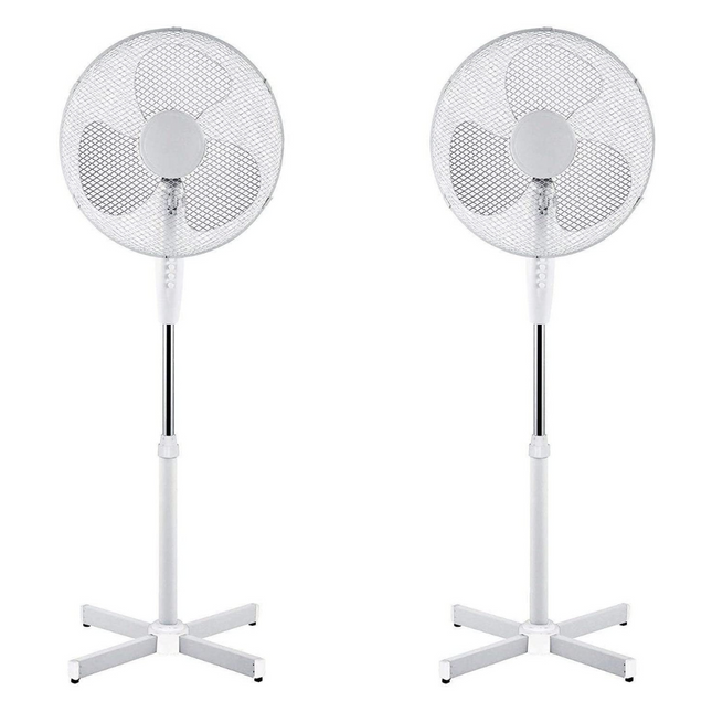 White Pedestal Portable Fan | 16 Inch Stand Up Fan | bargainia.com-Bargainia.com