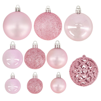 Pink Shatterproof Assorted Christmas Baubles - Pack of 100-Bargainia.com