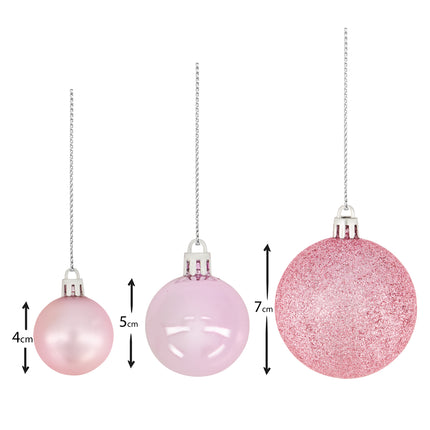 Pink Shatterproof Assorted Christmas Baubles - Pack of 100-Bargainia.com