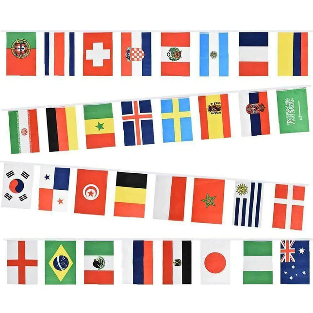 32 Countries International String Flags Bunting Banner - Small Flags-Bargainia.com