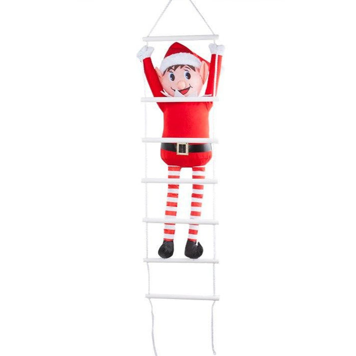 80cm Outdoor Elf On 7 Rung Hanging Rope Ladder-5050565351555-Bargainia.com