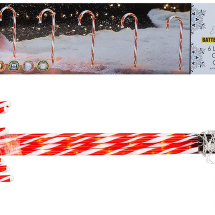 Set Of 6 Light Up Candy Canes Battery Operated-5050565638632-Bargainia.com