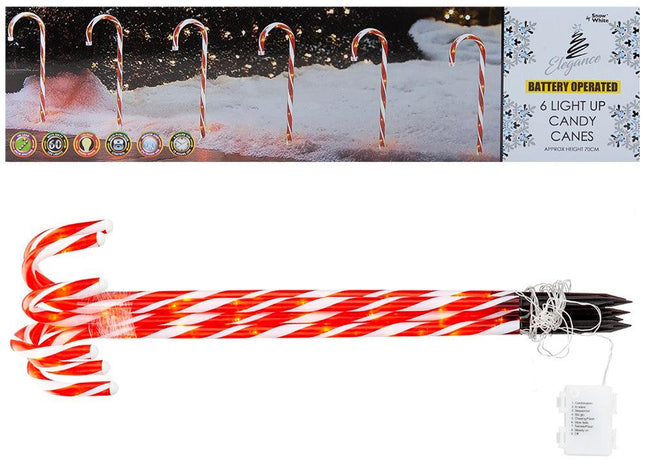 Set Of 6 Light Up Candy Canes Battery Operated-5050565638632-Bargainia.com