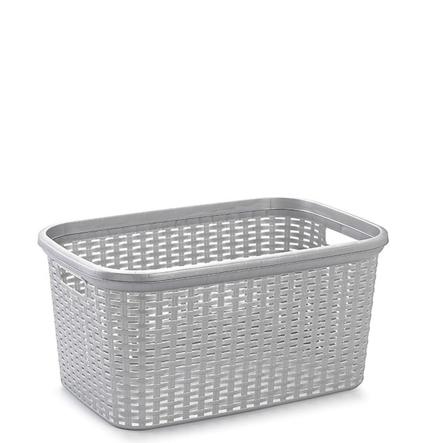 Silver Rattan Style Laundry Basket - 35L-8435421877245-Bargainia.com
