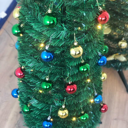 6ft Pop Up Pre-Decorated Christmas Tree With 60 LED Lights - Assorted Colours-Bargainia.com