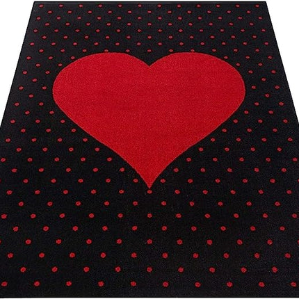Red and Black Heart Kids Rug - Bambi-5056150253525-Bargainia.com