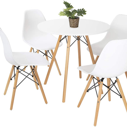 Round Dining Table & 4 Seater Chair Set | White | bargainia.com-Bargainia.com