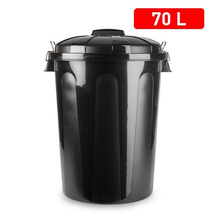Black Plastic Dustbin - 70L-8414926395874-Bargainia.com