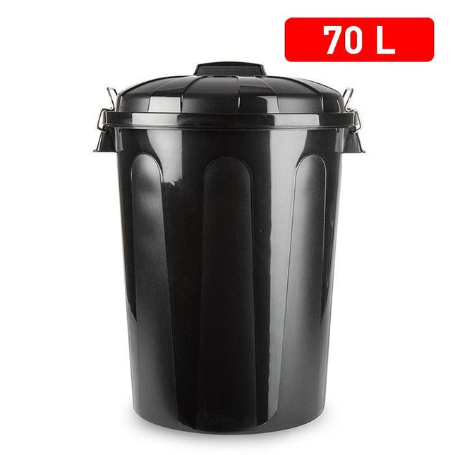 Black Plastic Dustbin - 70L-8414926395874-Bargainia.com