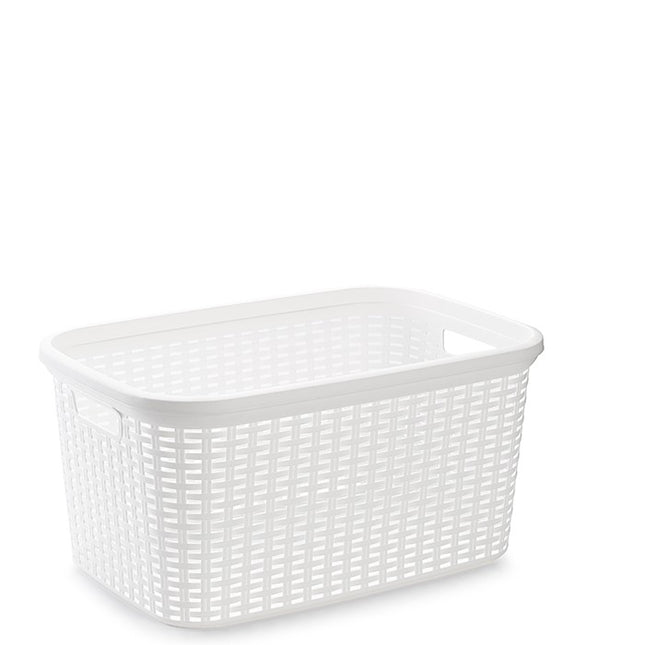 White Rattan Style Laundry Basket - 35L-8435421877276-Bargainia.com