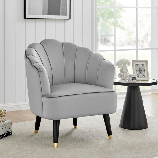 Light Grey Velvet Shell Tub Chair