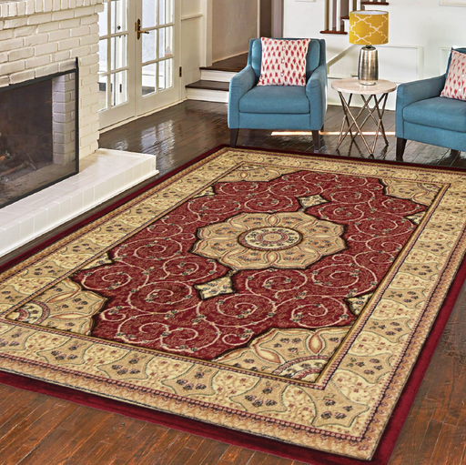 Washington Red Victorian Rug | Rugs & Mats | Free UK Delivery-Bargainia.com
