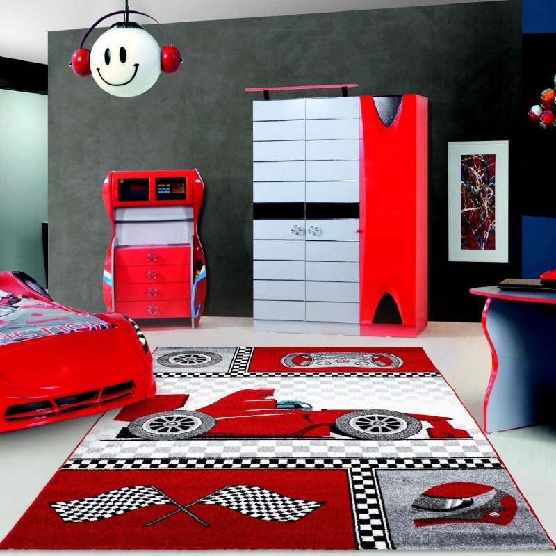 Racing Car Rug Red - Kids Rugs Rug Masters