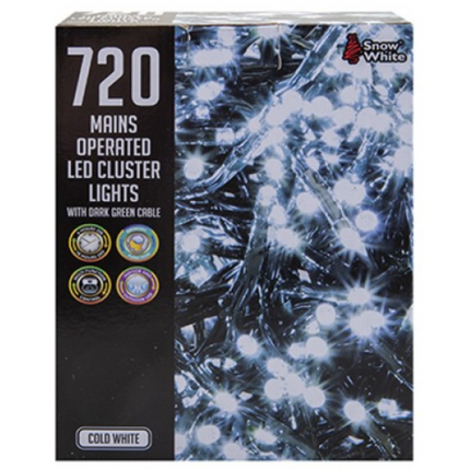 720 LED Cluster Lights - Cold White - 10M-5050565535627-Bargainia.com