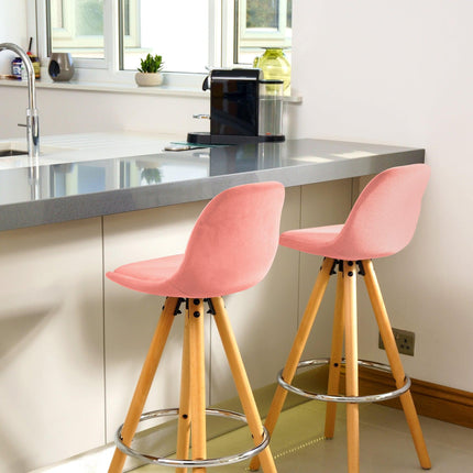 Scandi Style Adjustable Kitchen Bar Stools | Rose Pink | Set Of 2-5056150252832-Bargainia.com
