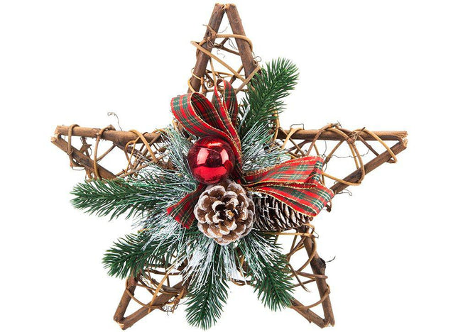 Christmas Star Hanger Decoration with Pinecones - 30cm-5050565624420-Bargainia.com