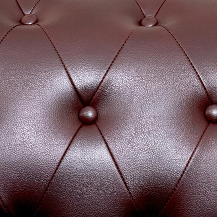 Faux Leather Chesterfield Sofa Suite - Brown-Bargainia.com