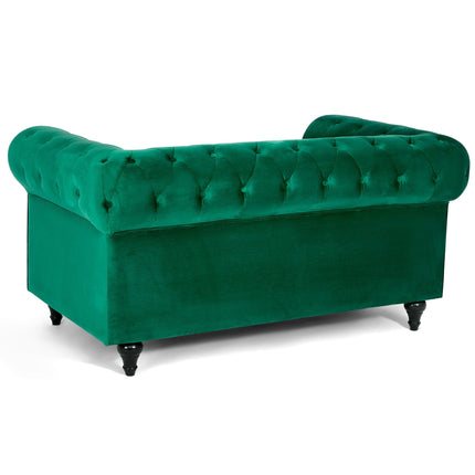 Velvet Chesterfield Sofa Suite - Green-Bargainia.com