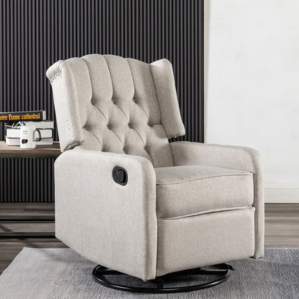 Cream Fabric Recliner Arm Chair