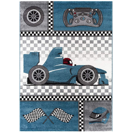 Blue Racing Car Rug - Kids-Bargainia.com