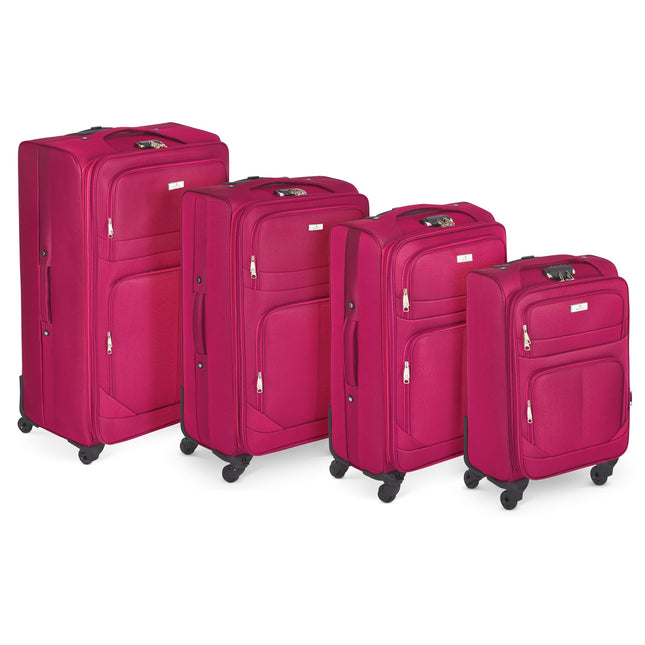 Lightweight 4 Wheel 800D Soft Case 4Pc Suitcase Luggage Set - Maroon-5056536103291-Bargainia.com