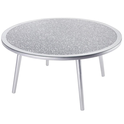Silver Diamante Centre Coffee Table - Circle - 80cm x 40cm-5010792478951-Bargainia.com