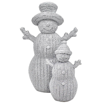 Snowman And Baby - Silver Diamante - 8 inches-5010792524795-Bargainia.com