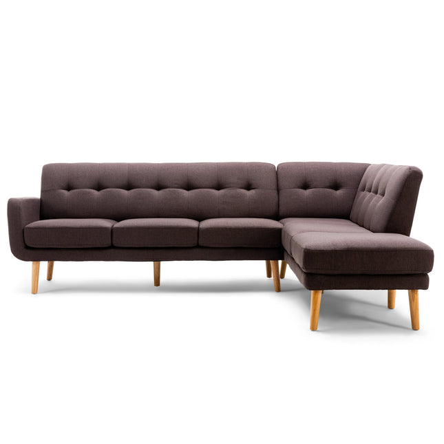 Right Hand Fabric Chaise Corner Sofa | Dark Brown | bargainia.com-5056536102881-Bargainia.com