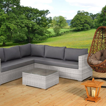 8 Seater Rattan Garden Corner Sofa Lounge Set | Grey | bargainia-Bargainia.com