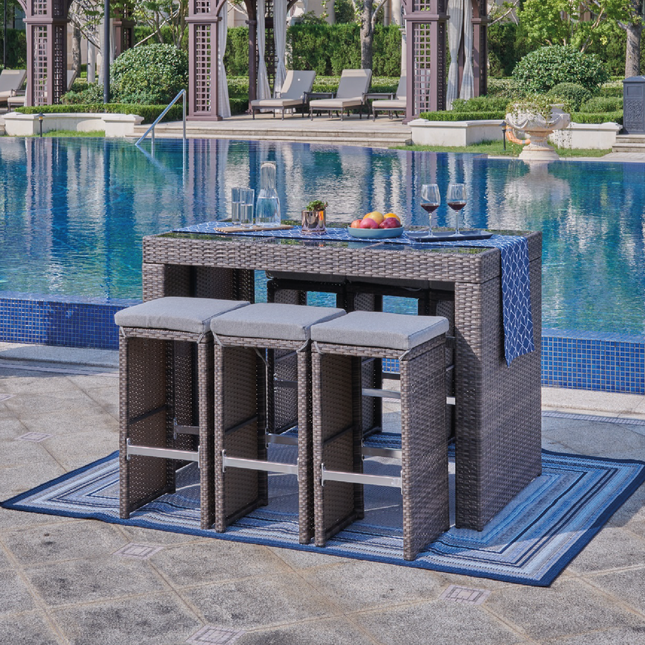 Rattan outdoor bar table hotsell