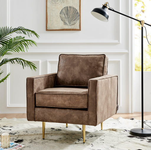 Upholstered Leather Cushioned Armchair | Brown | bargainia-Bargainia.com
