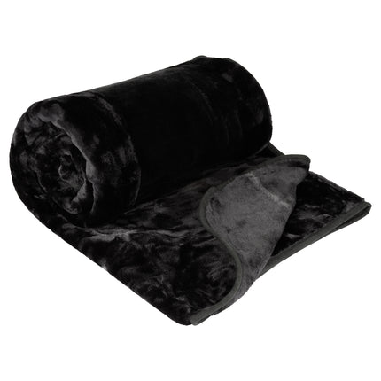 Soft Faux Mink Throw - 150 x 200cm - Black-Bargainia.com