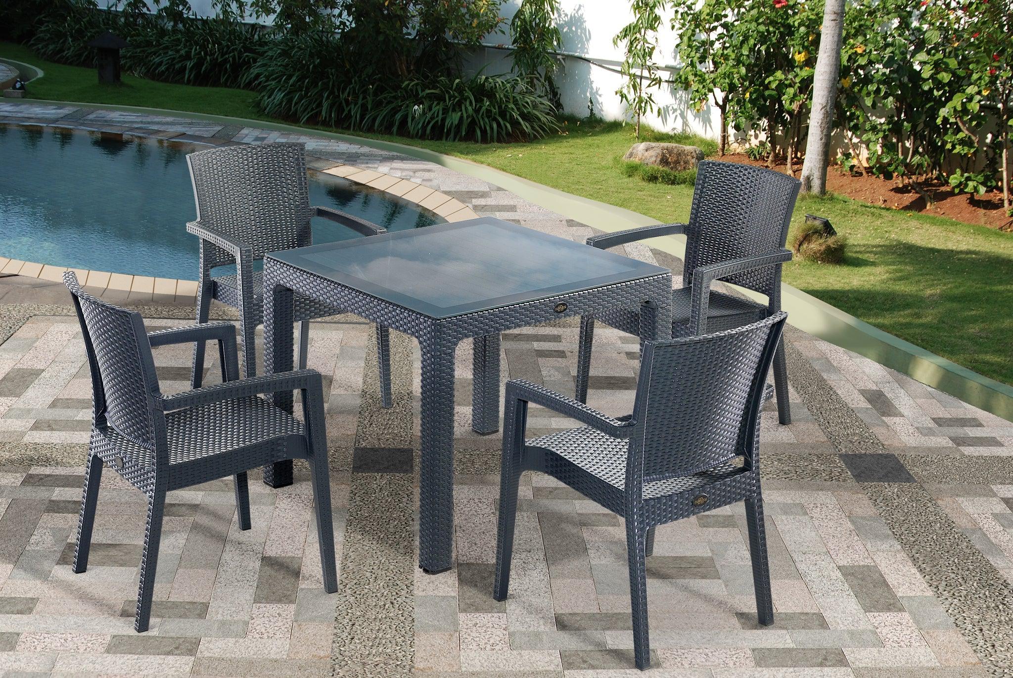 Rattan effect garden table outlet and chairs