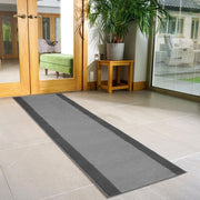 Hard Wearing Hessian Backed Stair Runner Kitchen Mat - Texas Grey Border Stair Runner Rug Masters