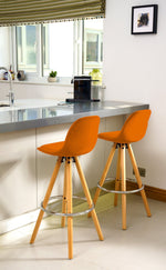 Barcelona Bar Stools Matte Velvet - Terracotta Orange Clearance