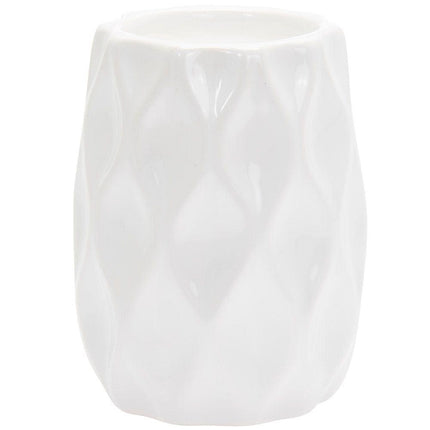Minimalistic Wave Pattern Ceramic Pot Candle - White-5.01079E+12-Bargainia.com