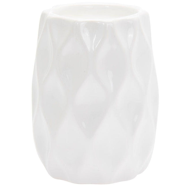 Minimalistic Wave Pattern Ceramic Pot Candle - White-5.01079E+12-Bargainia.com