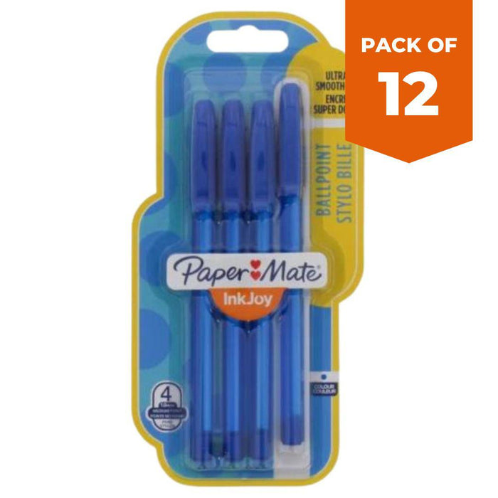 Papermate Inkjoy Ballpoint Pens - Blue - 4Pk-Bargainia.com