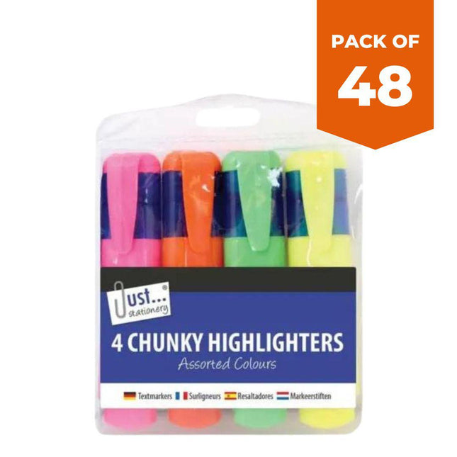 Just Stationery Chunky Highlighters - 4 pk-Bargainia.com
