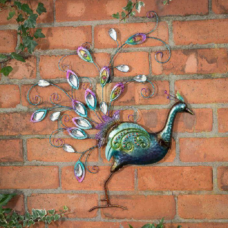 Peacock Diamante Wall Art 60cm Bravich Bargainia