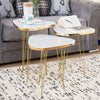 White & Gold Marble Triangle Side Tables