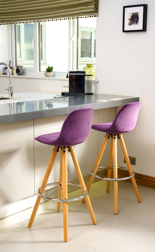 Scandi Style Adjustable Kitchen Bar Stools | Purple | Set Of 2-5056150252849-Bargainia.com