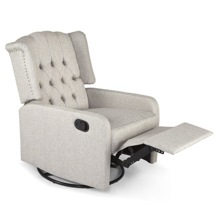 Cream Fabric Recliner Armchair Footrest Up