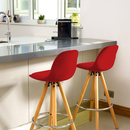 Scandi Style Adjustable Kitchen Bar Stools | Red | Set Of 2-5056150252801-Bargainia.com