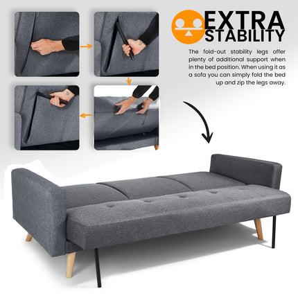 Narvik Click Clack 3 Seater Sofa Bed - Grey-5056150202752-Bargainia.com