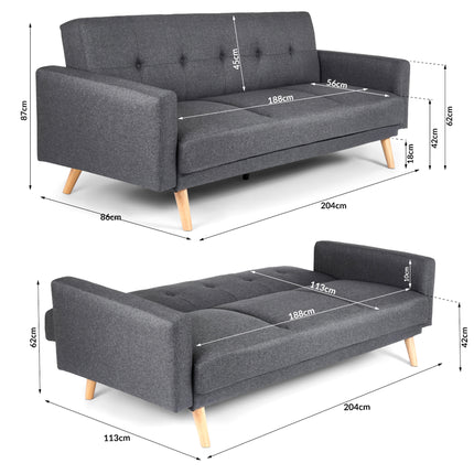 Narvik Click Clack 3 Seater Sofa Bed - Grey-5056150202752-Bargainia.com