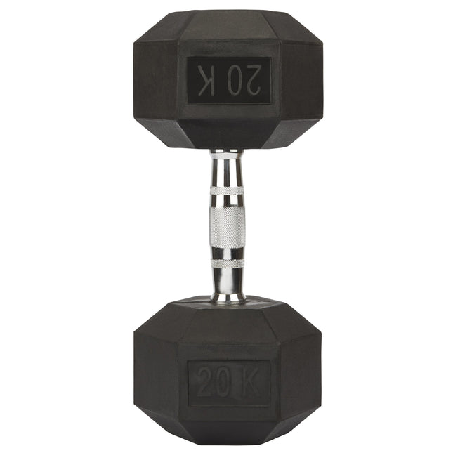 Rubber Hex Dumbbell | 20kg | Hexagon Weights | Liveup Sports-Bargainia.com