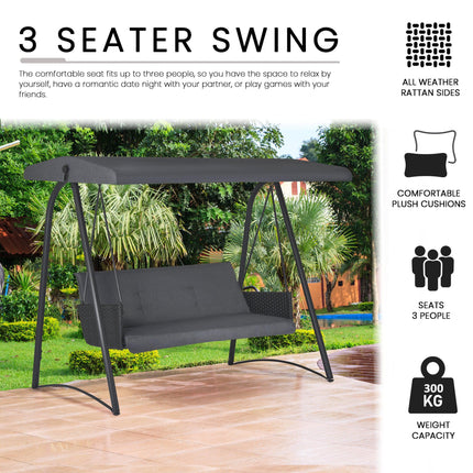 Hollywood Outdoor Canopy Swing Bench - Anthracite - 7'x6'-4057984010897-Bargainia.com