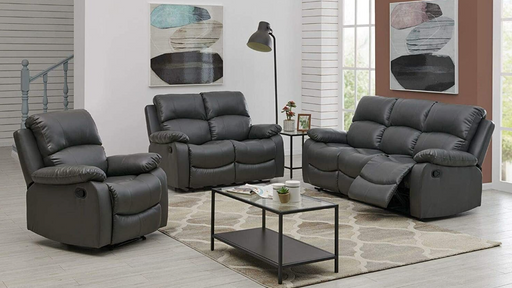 Faux Leather Recliner Sofa Suite | Charcoal Grey | bargainia.com-Bargainia.com