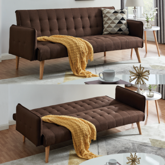 Mario Sofa Bed Click Clack 3 Seater Double - Brown Bargainia